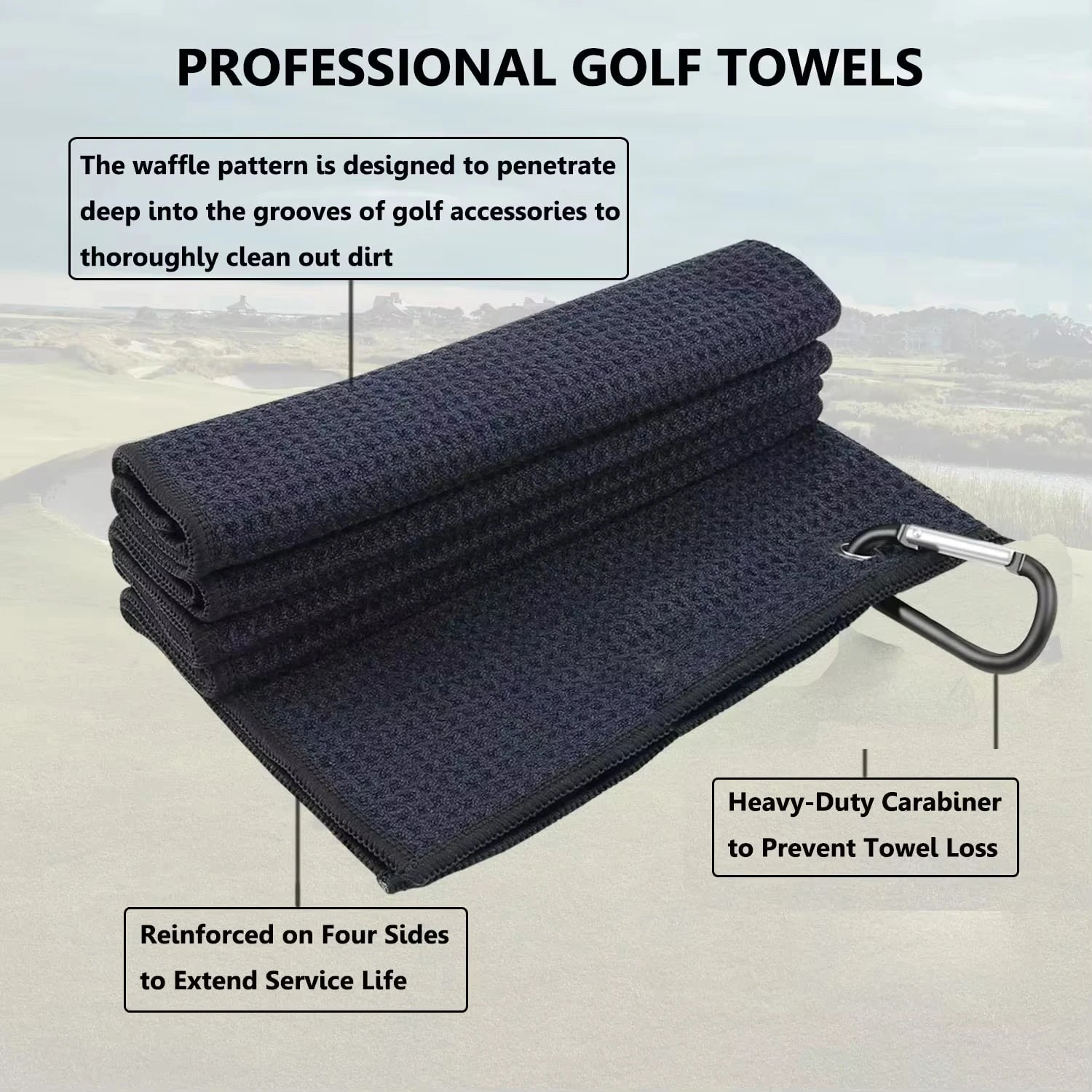 87 Fairways Premium Microfiber Golf Towel With Carabiner Clip