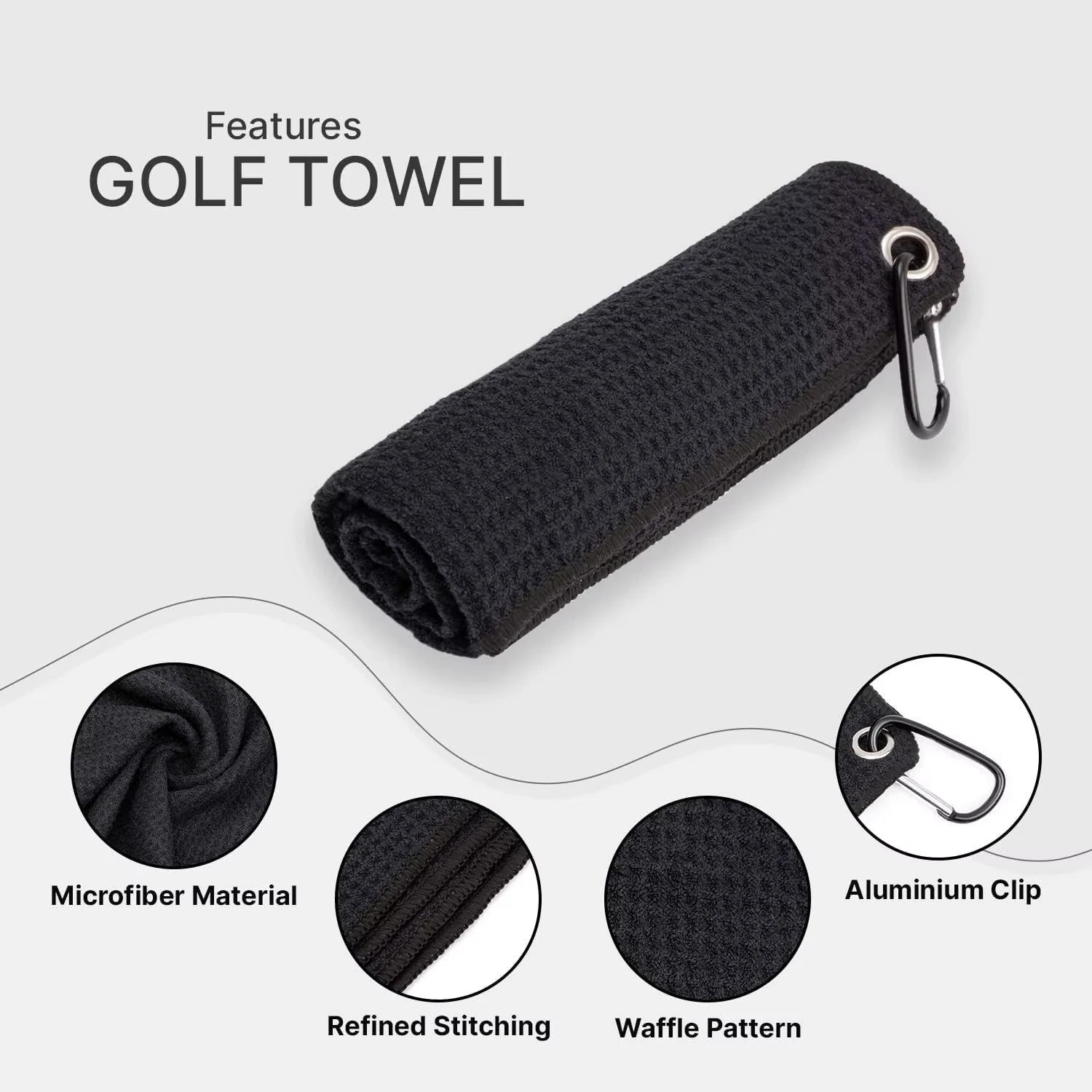 87 Fairways Premium Microfiber Golf Towel With Carabiner Clip