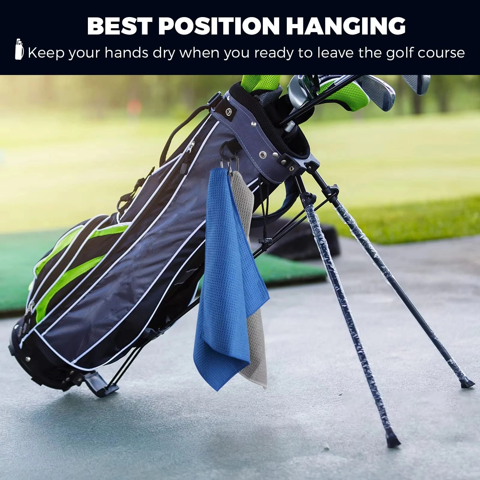 87 Fairways Premium Microfiber Golf Towel With Carabiner Clip